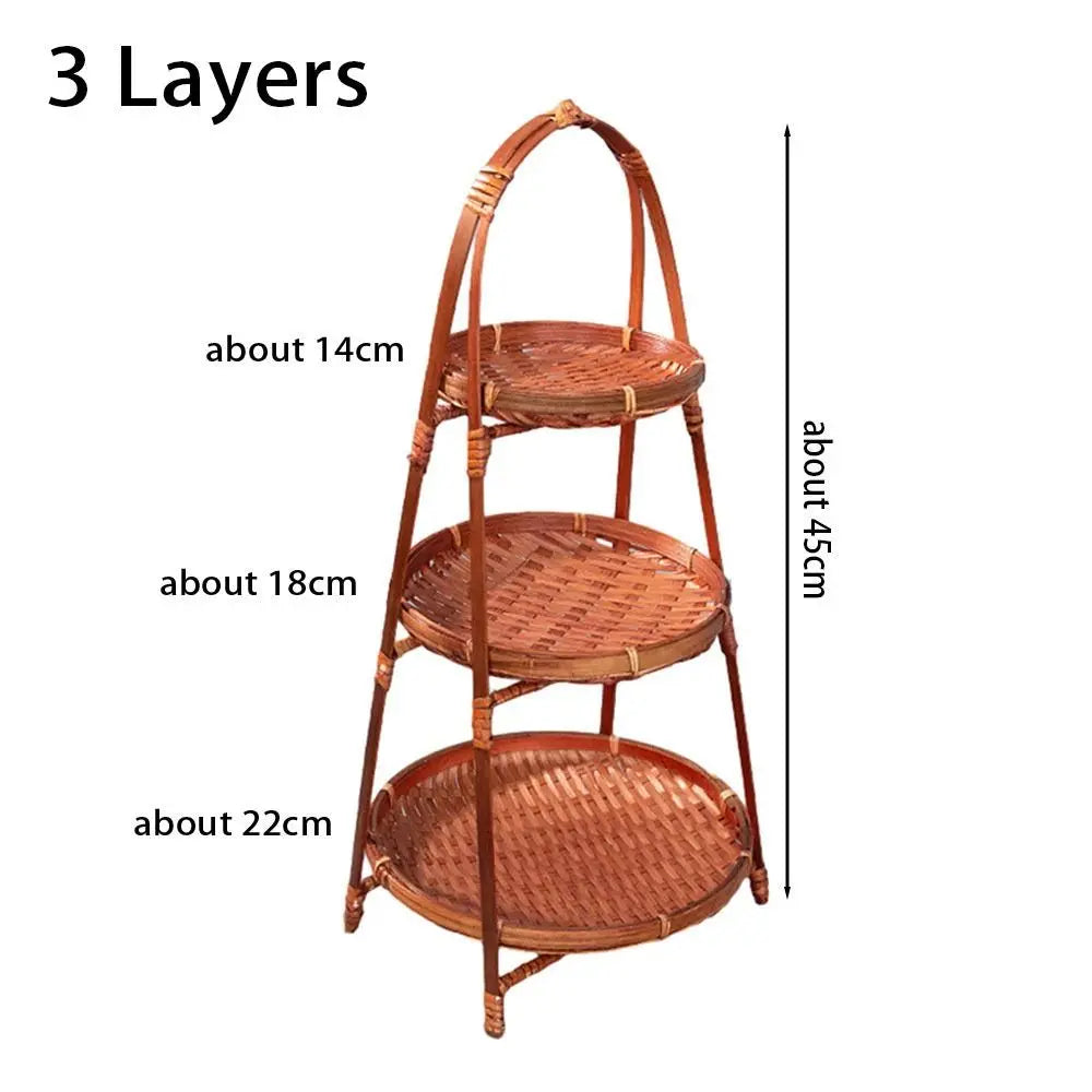 Bamboo Fruit Basket Standing Trays Serving Trays Woven Fruit Basket Bread Basket for Kitchen Dining Room Restaurant Picnics Desk