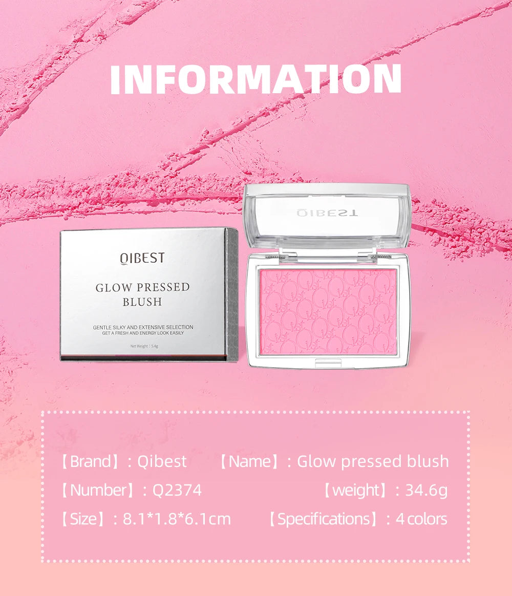QIBEST Natural Cream Blush Palette Makeup Long-Lasting High Pigment Face Blusher Powder Facial Cheek Tint Rouge Women Cosmetics