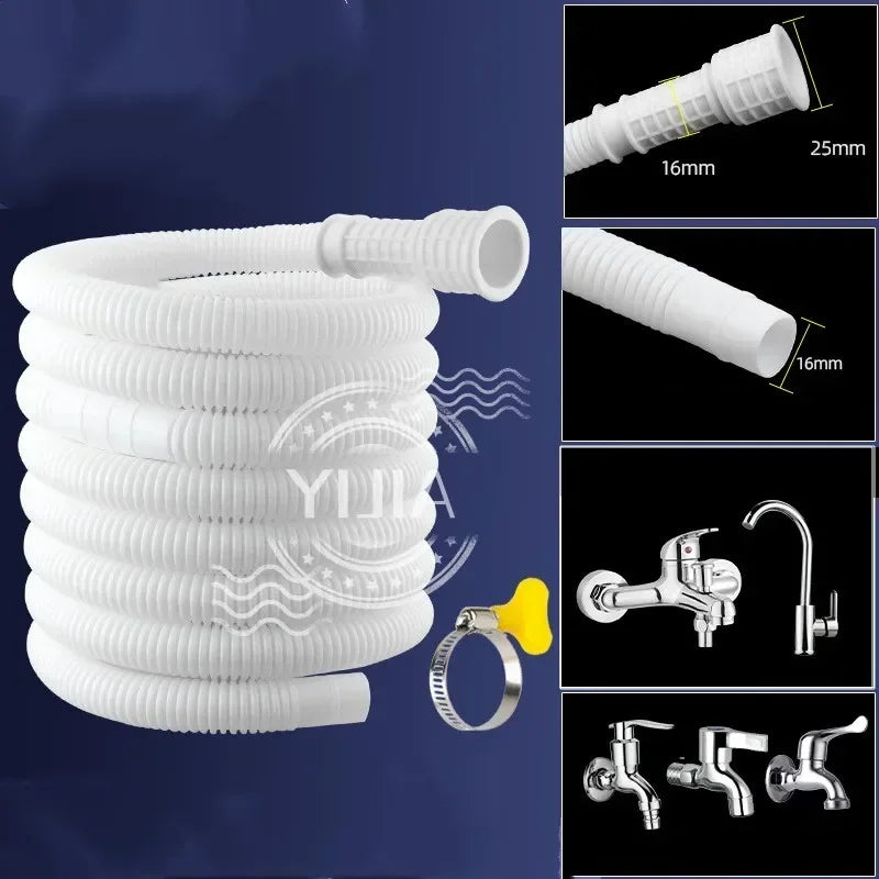 1-4M White Drain Hose Pipe Inlet Hoses Extension Drainpipe Tube for Air Conditioner Washing Maching Kitchen Faucet Accessories