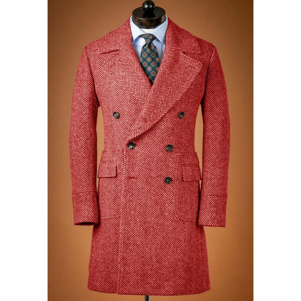 Jackets Man Men's Large Herringbone Woolen Coat Men's Autumn Clothes Comfortable and Commuting Wear Double-breasted Fashionable