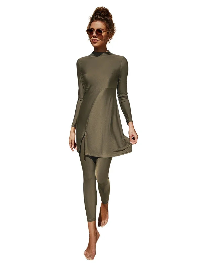 Burkini Muslim Swimwear 2023 Swimming Suit For Women Plain Modest Swimsuit Islamic Clothing Sets Fashion Abaya Long Dress Large