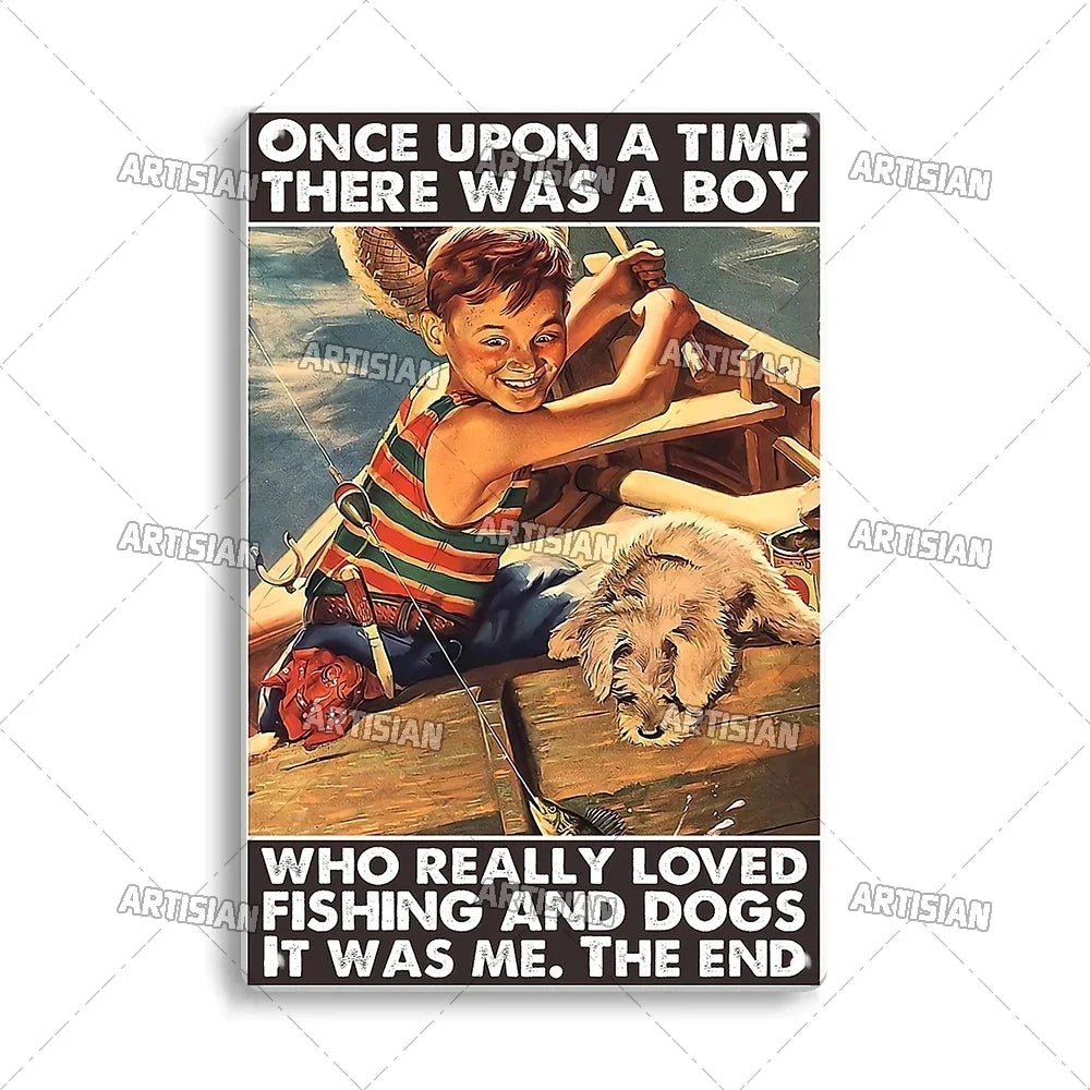 Artisian Fishing Metal Poster Sport Tin Sign Lure Bait Decorative Plaque Wall Decor Garage Bar Pub Club Hotel Cafe Kitchen Home