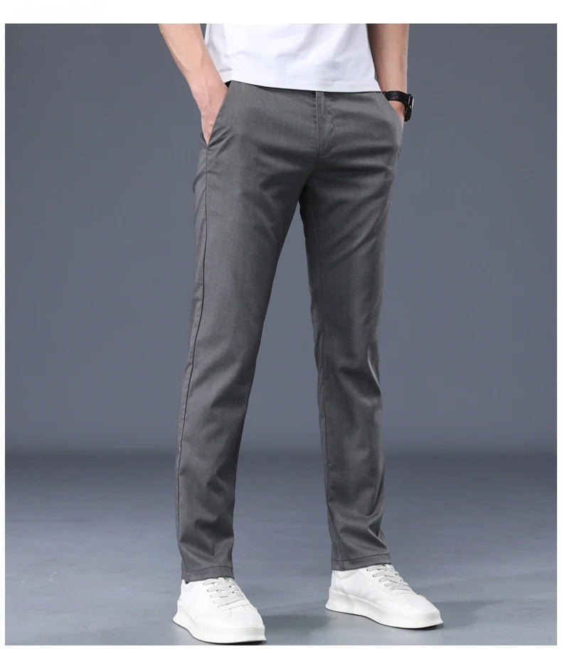 Summer Modal Fabric Men's Thin Casual Pants Classic Business Fashion Regular Fit Stretch Soft Trousers Male Brand Clothes