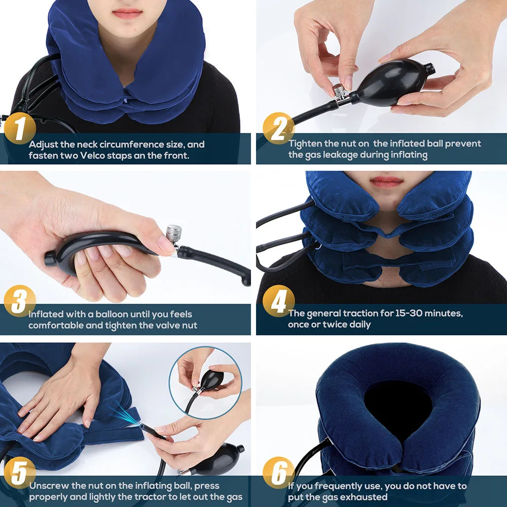 Dropshipping Inflatable Cervical Retractor Neck Massager Air Cervical Traction Neck Stretching Brace Soft Neck Cervical