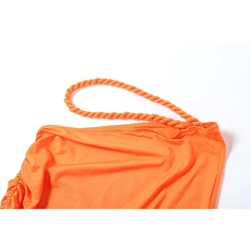 Spring Summer Women's Bikini Set 2 Piece High Waist Wrap Swimsuit Halter Wrap Swim Skirts + Suspender Bra Bathing Suit Beachwear