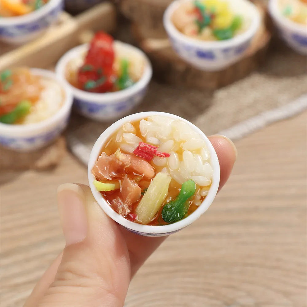 Miniature Dollhouse Chinese Rice Pastry Casserole Noodles Dessert Kitchen Toy Fake Food for 1/6 Doll Toys Dollhouse Decoration
