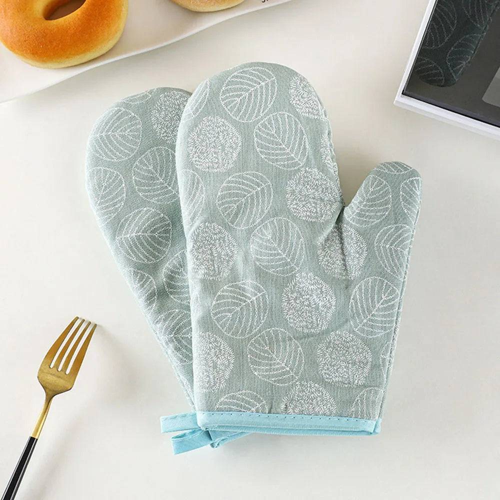 2 Pieces Thick Heat Resistant Gloves, Microwave Oven Gloves, Anti-scalding Printed Gloves Kitchen Baking Oven Gloves