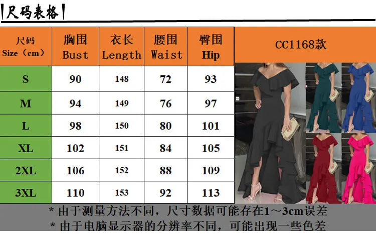 2023 Autumn New European and American Style V-Neck Long Dress with Ruffled Edge Irregular Elegant Dress Party Dress