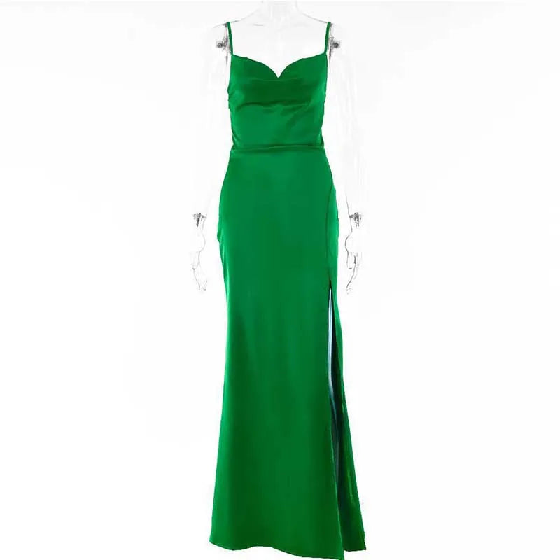 BIG PROMOTION Y2K Retro European and American New Sexy Strap Open Back High Split Long Dress Evening Dress Celebrity Dress