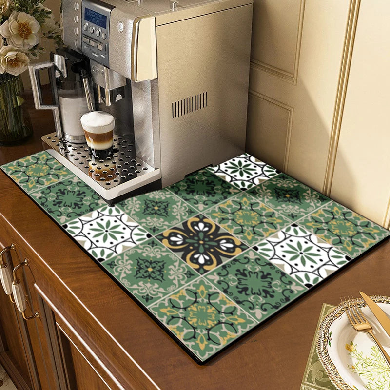 Kitchen Drying Mat Quick Dry Coffee Mat Absorbent Dish Placemat Anti Slip Table Cup Drying Mats Table Decoration Accessories