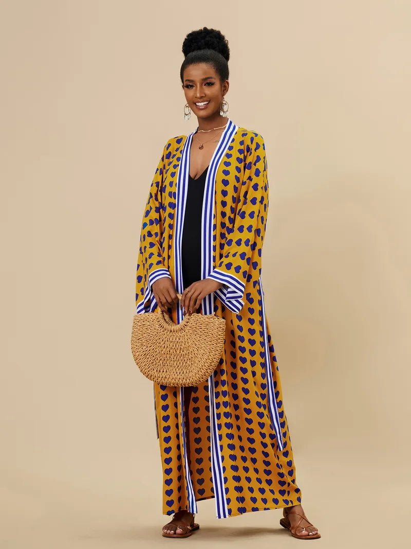 Para Praia Kimono Beach Robe Swimsuit Cover Ups Beachwear Long Flared Sleeve Dress Sarong Women Loose Cardigan Bikini Covers