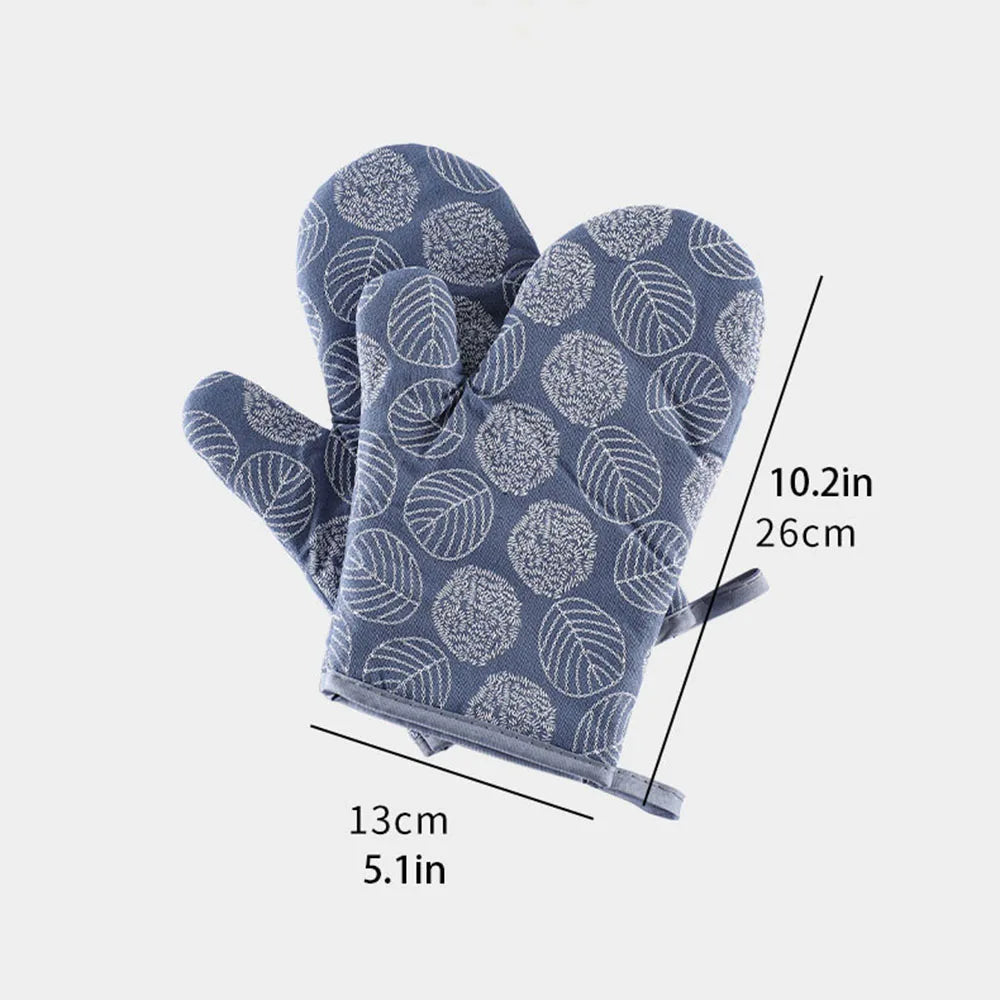 2 Pieces Thick Heat Resistant Gloves, Microwave Oven Gloves, Anti-scalding Printed Gloves Kitchen Baking Oven Gloves