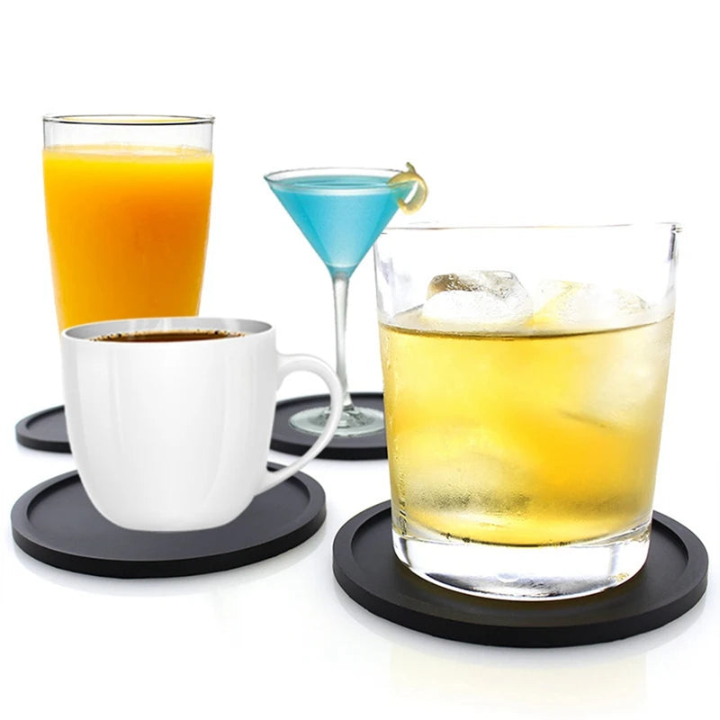 1/5Pcs Silicone Drinking Coaster Set Holder Cup Mat Pad Coaster Table Placemats Nonslip Coffee Cup Mat Kitchen Accessories