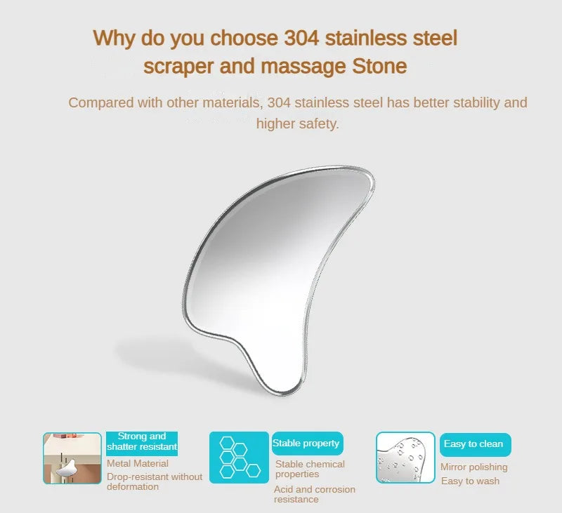 Facial Stainless Steel Scraper Massage Mushroom Gua Sha Tool Face Lift Anti-Aging Skin Tightening Cooling Metal Reduce Puffiness