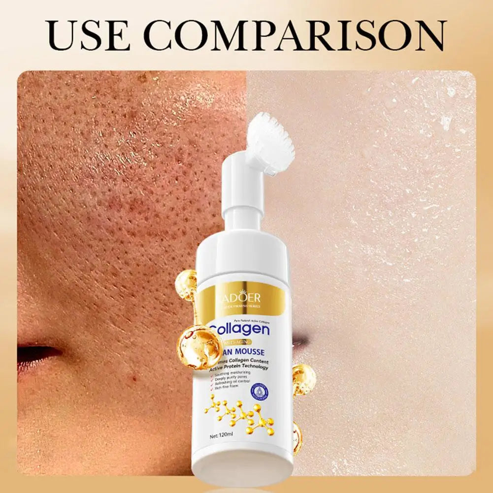 SADOER Collagen Facial Cleanser Mousse Deep Cleansing Skincare Moisturizing Firming Face Wash Foam Cleanser Skin Care Products