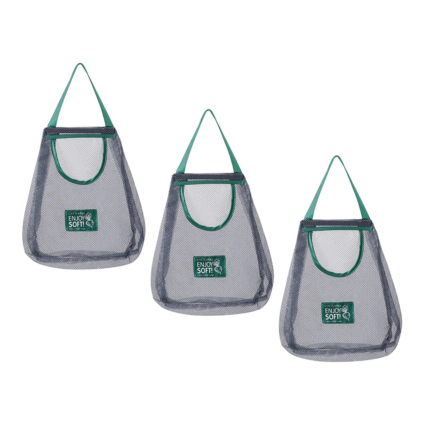 3 Pcs Storag Mesh Bag Breathable Multifunctional Wall Hanging Mesh Grocery Bag for Vegetables fruits Apples Onion Kitchen