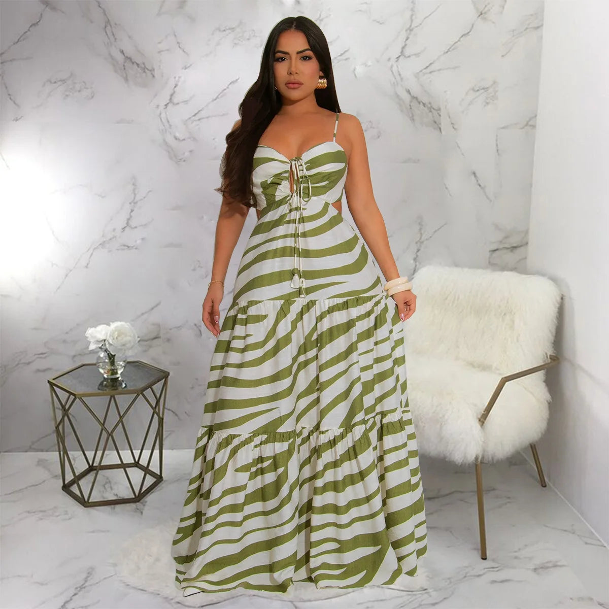 CM.YAYA Printed Women Strap Sleeveless Backless Long Dress 2025 Birthday Beach Evening Sexy Night Party Maxi Dresses Vestidos