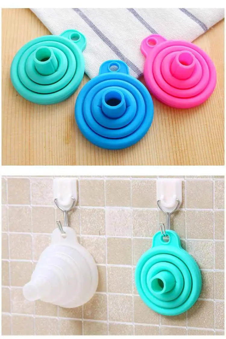 Kitchen Funnel Foldable Silicone Collapsible Funnels for Filling Water Bottle Liquid Transfer Food Grade Kitchen Accessories