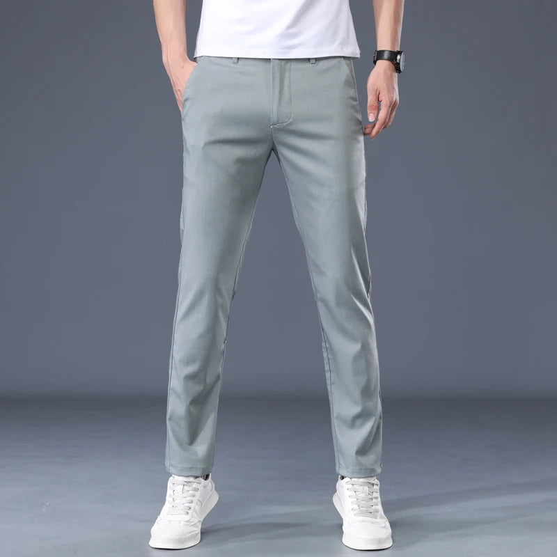 Summer Modal Fabric Men's Thin Casual Pants Classic Business Fashion Regular Fit Stretch Soft Trousers Male Brand Clothes