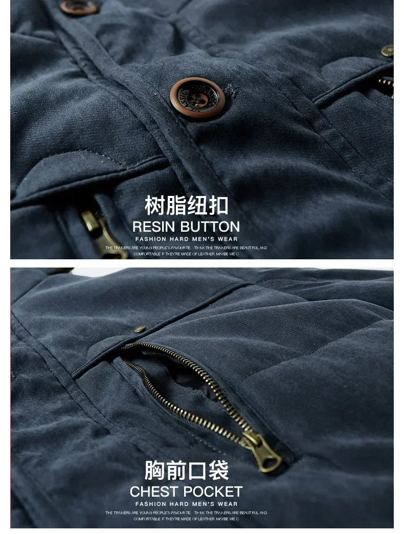 Thick Warm Coat Long Thick Fleece Hooded Waterproof Parkas Jacket Coat Winter New Men Outwear Fashion Pockets Parka Jackets mens