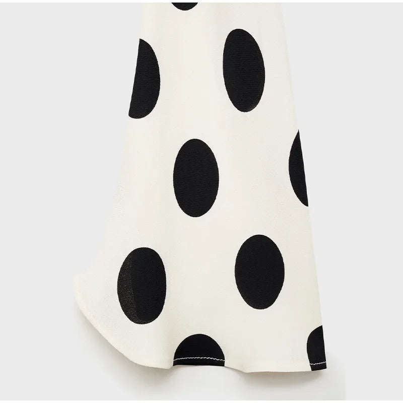 Sexy Polka Dot Women's Long Dress Square Collar Waist Cinching Belt Flare Sleeve Maxi Dressess Lady 2025 Summer Evening Vestidos