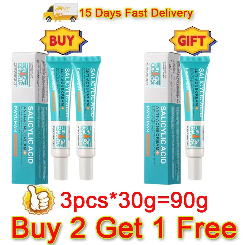 Acne Removal Cream Salicylic Acid Anti-Acne Fade Redness Pimple Scar Gel Shrink Pore Whitening Moisturizing Facial Skin Care 30G