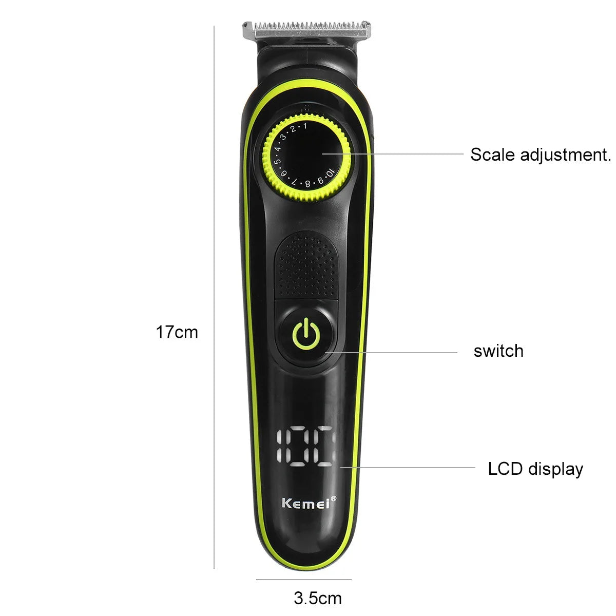Kemei Men 20 Length Adjustable Beard Hair Trimmer Precision Electric Facial Rechargeable Hair Clipper Powerful Cutting Machine