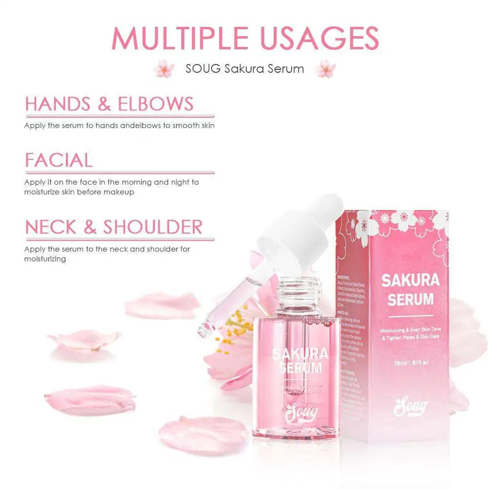 Niacinamide Sakura Serum Face Essence Deep Cleansing Moisturizing Dry Skin Shrink Pores Beauty Facial Skin Care Products 2/1pcs