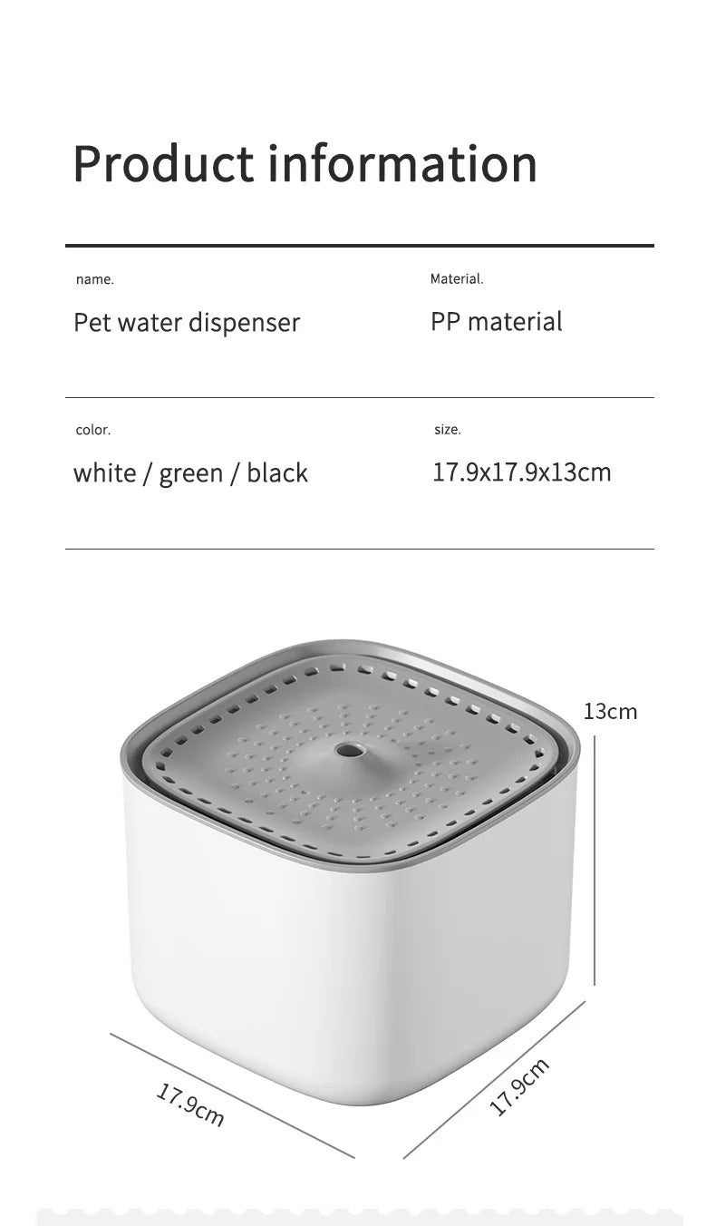 101oz/3L Pet Water Fountain Automatic Induction Circulating Filtering Cat Water Drinker USB Electric Mute Cats Water Dispenser