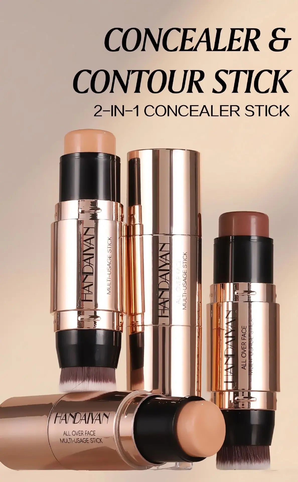 Double-head Face Bronzer Contour Stick Cream Makeup Light Dark Shadow Lasting Concealer Facial Brighten Contouring With Brush