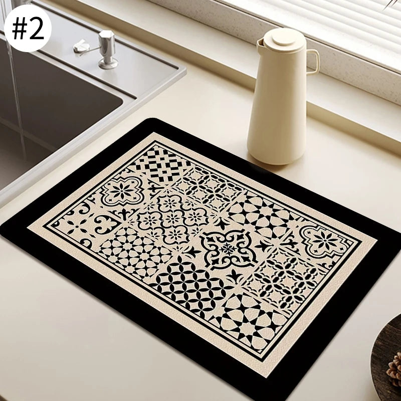 Kitchen Drying Mat Quick Dry Coffee Mat Absorbent Dish Placemat Anti Slip Table Cup Drying Mats Table Decoration Accessories