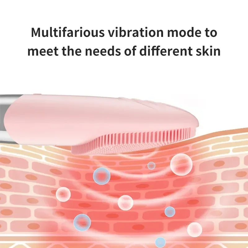 Electric Facial Cleansing Brush Silicone Sonic Face Cleaner Deep Pore Cleaning Skin Massage Intelligent Cleansing Brush Device