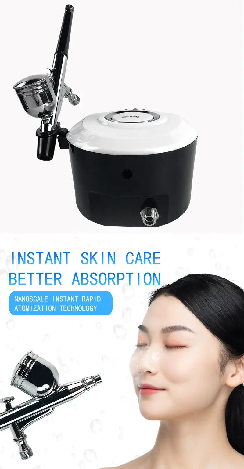 Water Injection Oxygen Machine Facial Steam Oxygen Injector Polite Compressor Set Paint Airbrush Nail Art Tattoo Nano Sprayer