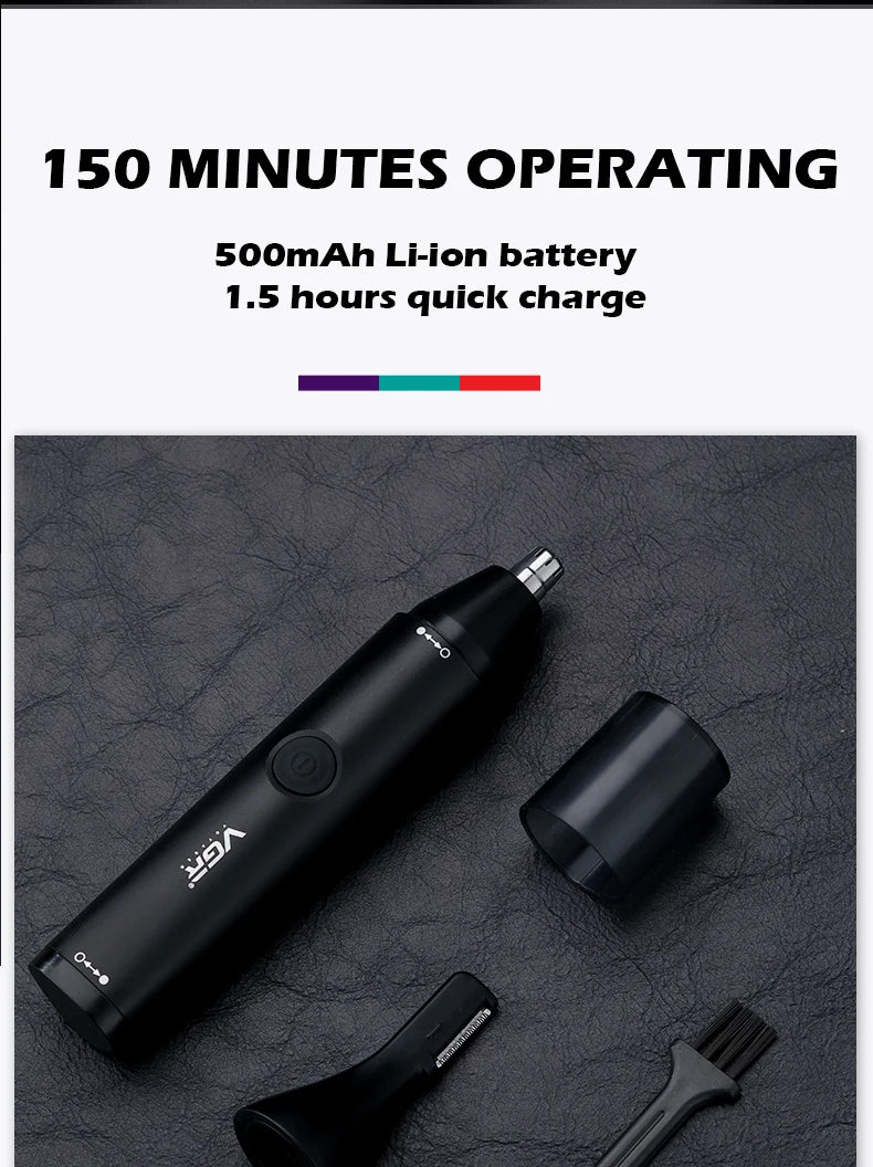 VGR Washable Nose Hair Trimmer Beard Facial Hair Trimer Eyebrow Electric Brow Nose Trimmer 2 In 1 Rechargeable V-613