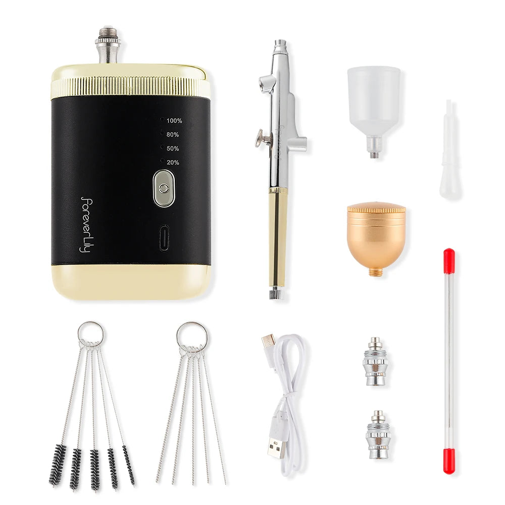 30Psi High Pressure 3 Levels Portable Airbrush For Nails Art Paint Facial Makeup Cake Pastry Painting Hair Dyeing Nano Spray Gun