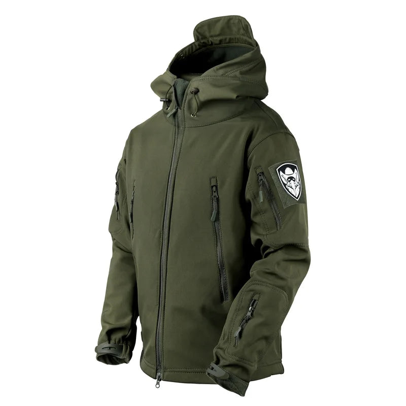 Winter Tactical Sets Men Outdoor Work Fleece Jacket Waterproof Shark Skin Soft Shell Hooded Jacket Multi-pocket Cargo Pant 2 Pcs