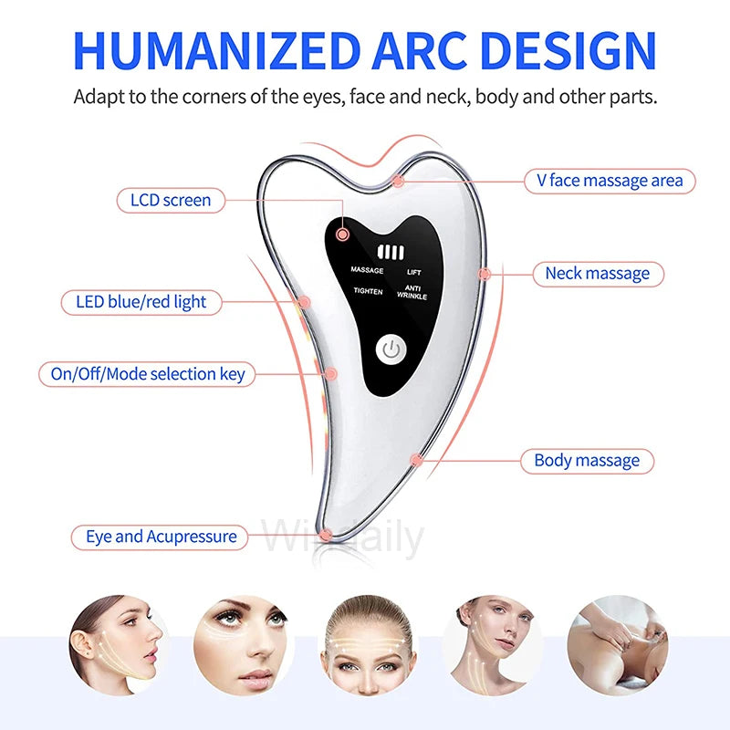 Electric Gua Sha Facial Massager Microcurrent Anti-Aging Face Lifter Skin Tightening Device Portable Face Sculpting Beauty Tool