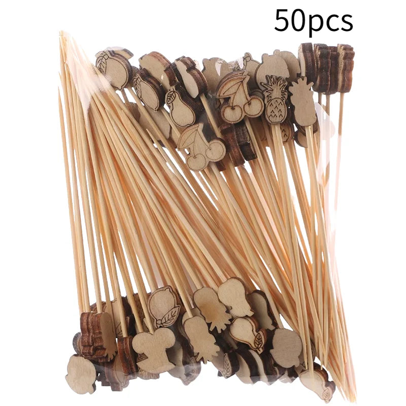 50PCS/pack Disposable Bamboo Sticks Party Decoration Kitchen Gadgets Convenient Easy To Use Health Household Products 12cm