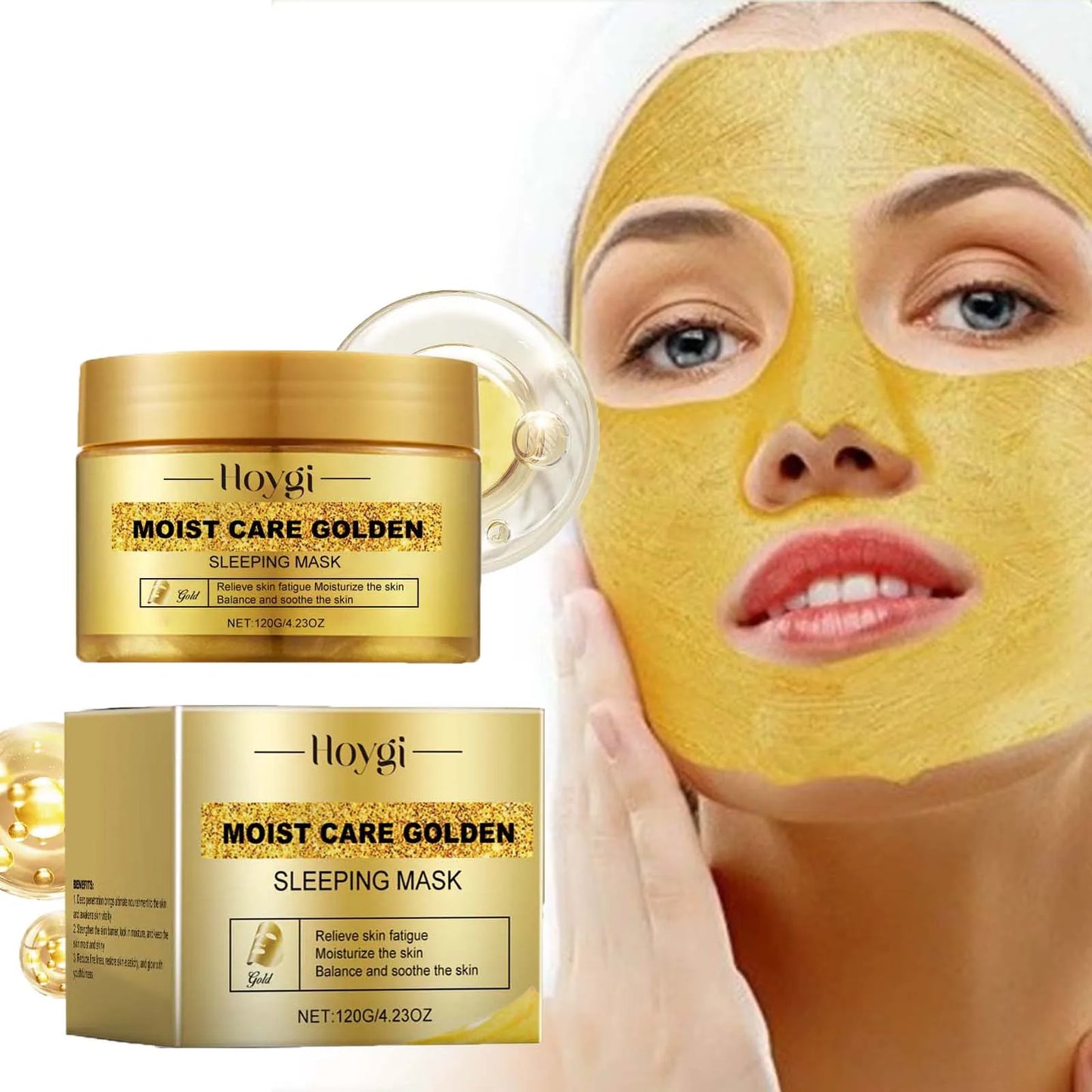 Gold Sleeping Masks Moisturizing Shrinkage Pore Lift Firm Fade Fine Lines Niacinamide Brightening Facial Skin Facial Masks