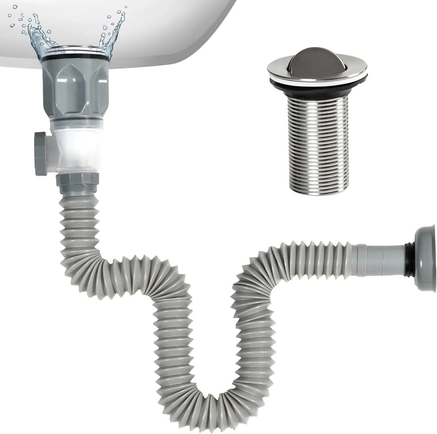 Flip-Top Kitchen Sink Drain Retractable Deodorizing Filter Flexible Downspout Bathroom Sink Anti Clogging Kitchen Accessories