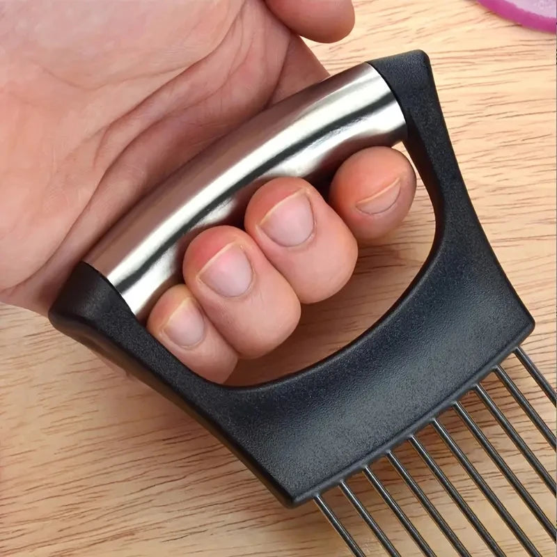 1 Stainless Steel Onion Fork, Kitchen Fruit and Vegetable Slicing Tool, Onion Fork, Meat Floss Needle