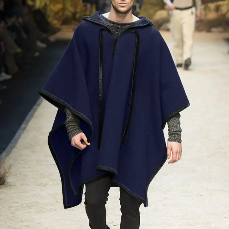 Vintage Poncho Men Oversized Hooded Irregular Trench Punk Male Outerwear Fashion Coats Cloak Hood Letter Print Cape Female