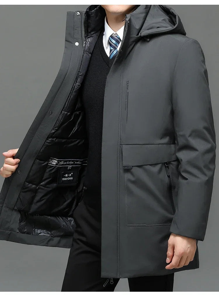 Mens Hooded Jackets Casual Outwear Long Parkas Men New Autumn Winter Warm Waterproof Parkas Jacket Coat 2 PIECES Winter Parkas