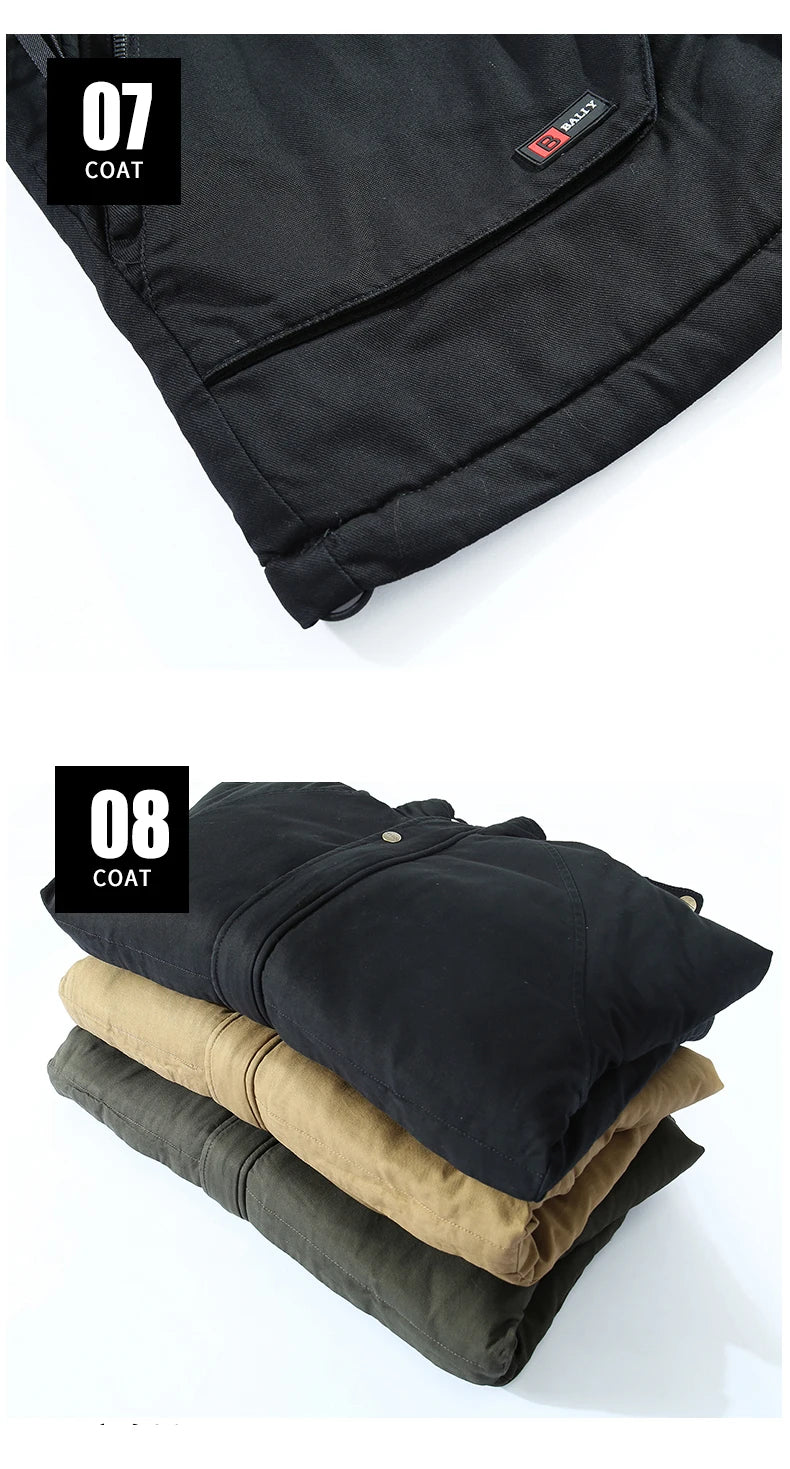 Men Winter Cotton Thick Warm Parkas 2024 New Hot Waterproof Fleece Jacket Coat Men Brand Outwear Fashion Hooded Casual Parka Men