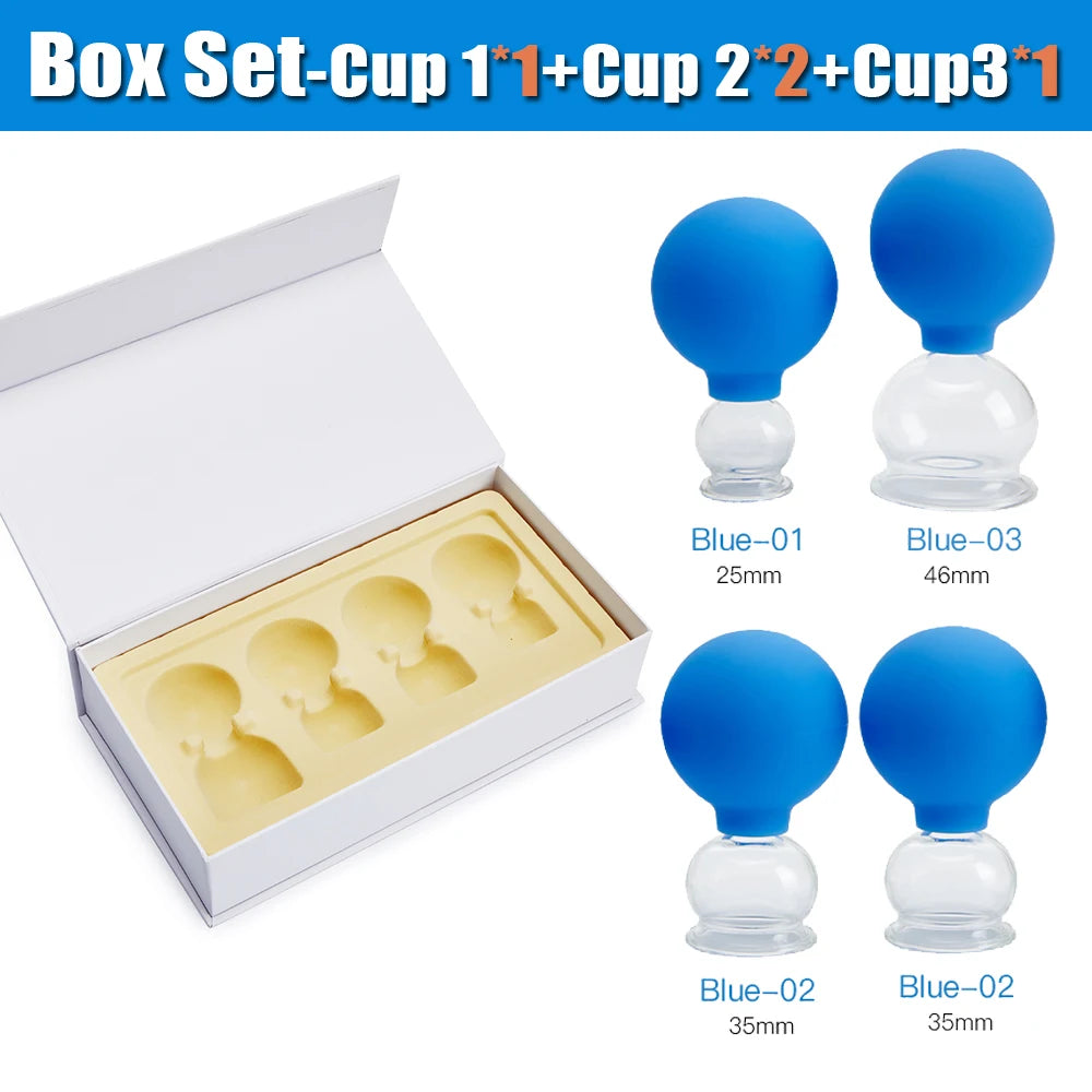 Glass Silicone Cupping Cups Set Face Body Vacuum Suction Massage Cups Anti Cellulite Cans Facial Cupping Jars Health Care Gift