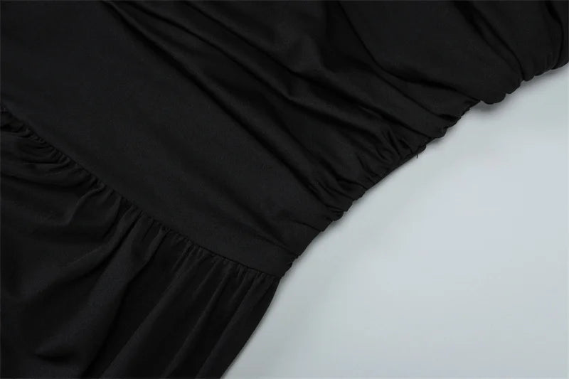 Mozision Incline Shoulder Backless Sexy Maxi Dress Women Summer New Fashion Sleeveless Pleated Ruched Club Party Long Dress