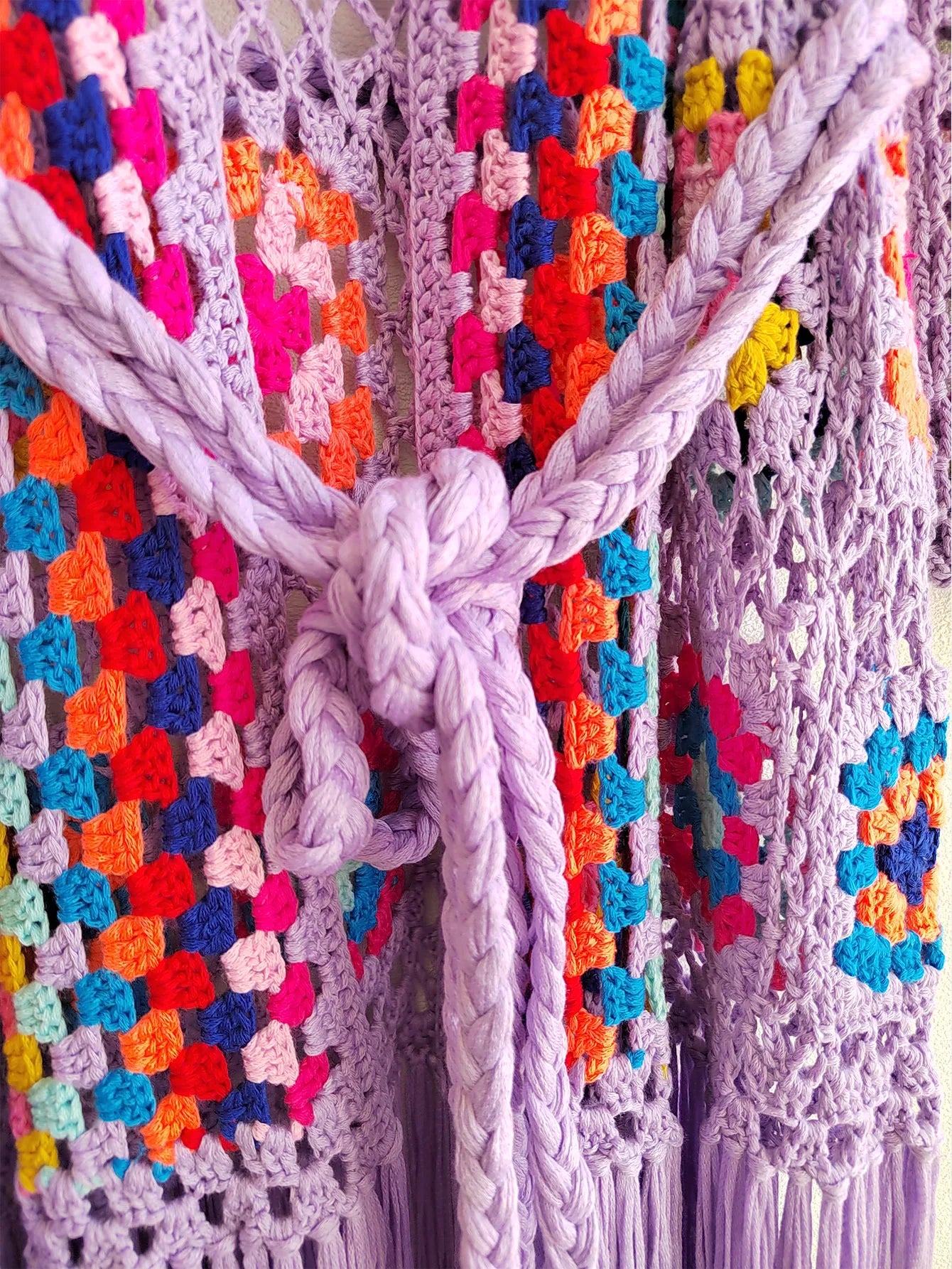 Crochet Knitted Women Cardigan Cover Ups Tassel Plaid Long Coat Bohemian 2023 Summer Beach Bikini Covers Sexy Hook Vestidos