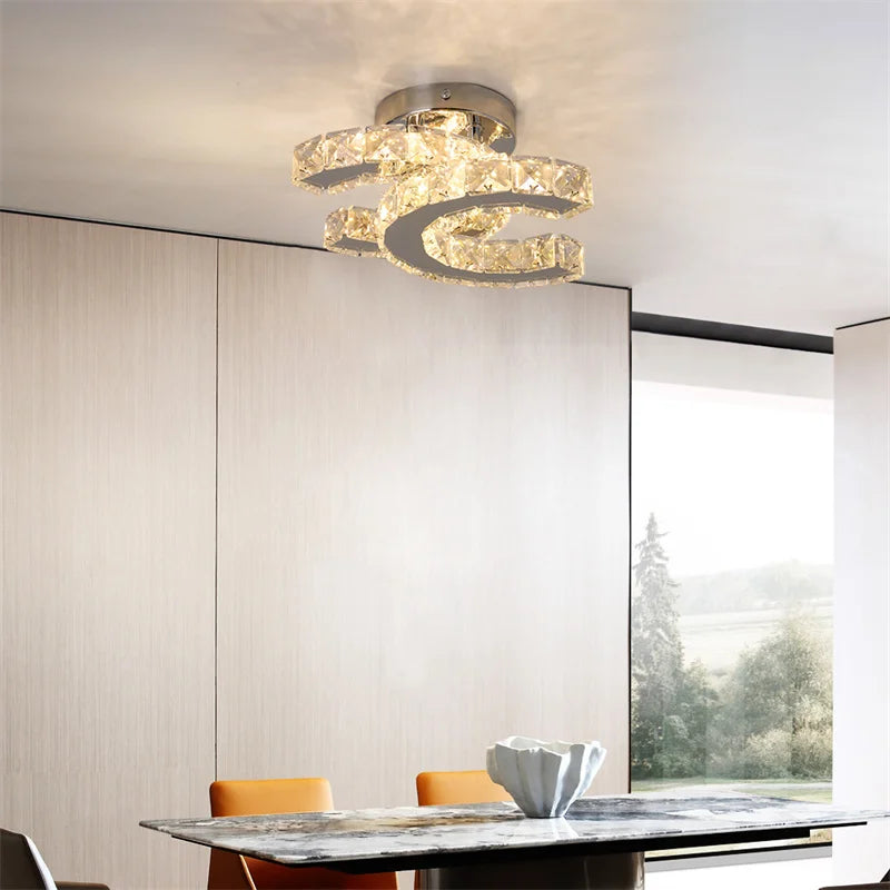 Modern K9 Crystal Chandelier Led For Dining Room Stainless Steel Ceiling Lamp Light Fixture Kitchen Lustres Luminaire Pendant
