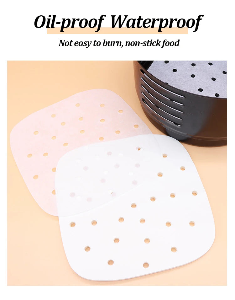 Air Fryer Paper Disposable Steamer Liners Kitchen Bakeware Papers Baking Non-Stick Steaming Mat Oil-absorbing Paper for Fryer