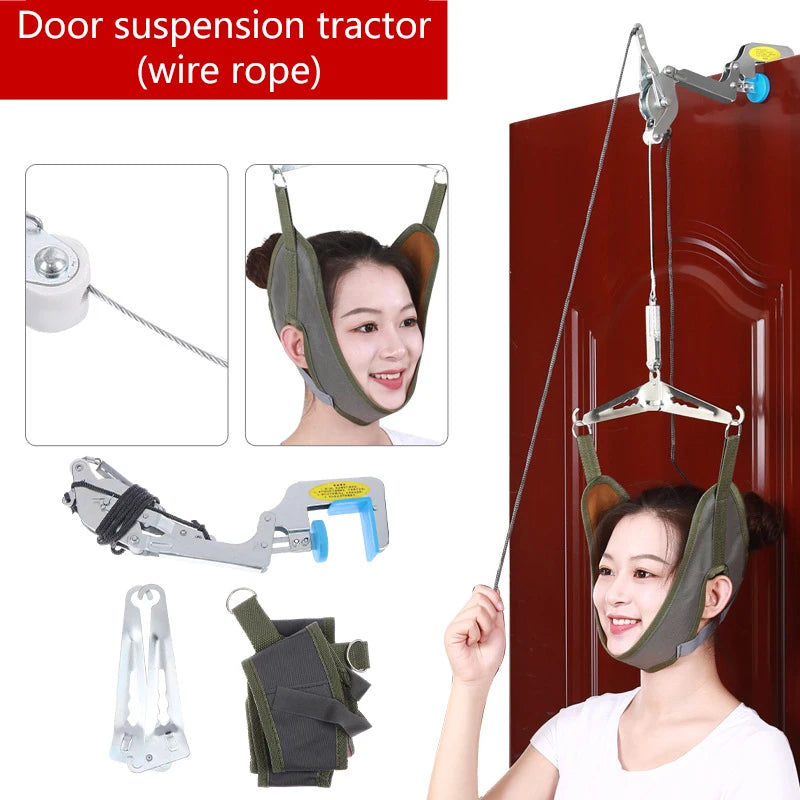 Cervical Traction Over Door Neck Massager Device Kit Stretcher Adjustment Chiropractic Back Head Massager Relaxation